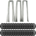 50 PCS Garden Landscape Stakes Staples and Gasket, Thick Heavy Duty Yard Ground Pin for Weed Barrier SodFabric for Weed Barrier Irrigation Tubing Garden Decor, Securing Lawn Fabric, Weed Barrier