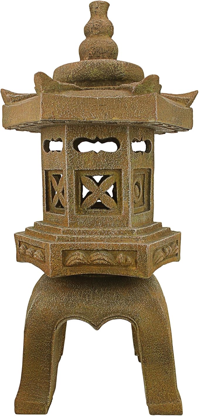Design Toscano SS8577 Sacred Pagoda Lantern Asian Decor Garden Statue, Large, Gothic Stone