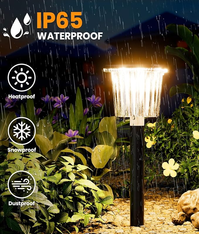 Super Bright Solar Pathway Lights Outdoor Powered,Adjustable Warm&Cool White,Waterproof IP65 Garden Decor Landscape Lighting Outside for Yard/Patio/Walkway/Driveway/Landscape (Obsidian Black, 4 Pack)