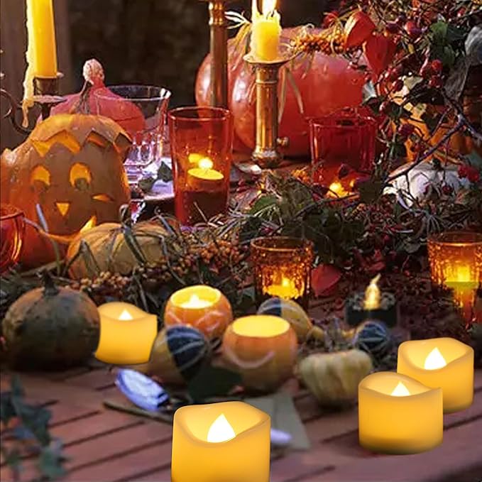 CANDLE CHOICE Battery Operated Flameless Tea Lights Bright Flickering LED Tealight Votive Candles for Wedding Party Table Centerpieces Halloween Christmas Decorations Batteries Incl Warm White 36 Pack