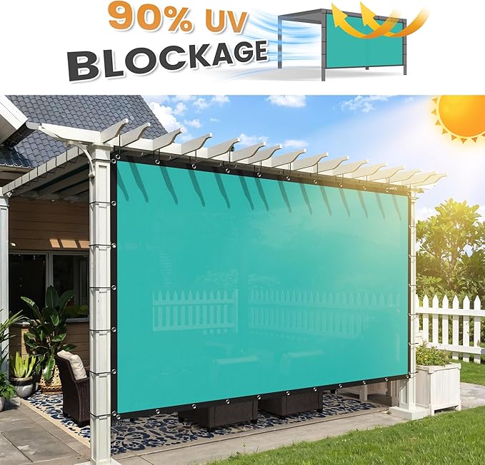 VICLLAX Shade Fabric Sun Shade Cloth with Every 2 FT Grommets for Patio Garden Pergola Cover Canopy 7x12 FT, Turquoise