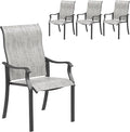 UDPATIO Outdoor Dining Chairs Set of 4, High Back Wide Seat Patio Furniture Chairs with All Weather Breathable Textilene, for Lawn Garden Backyard, Grey White