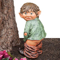 Bits and Pieces - Caught with His Pants Down Garden Statue - Naughty Gnome Yard Art, Funny Elf - Polyresin Statue Measures 13-1/2" High x 5" Wide