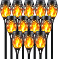 12-Pack Solar Torch Lights with Flickering Flame - 12LED Mini Fire Effect Solar-Powered Tiki Torches, Waterproof Outdoor Lighting with Auto On/Off, Perfect for Garden, Patio & Pathway Decor