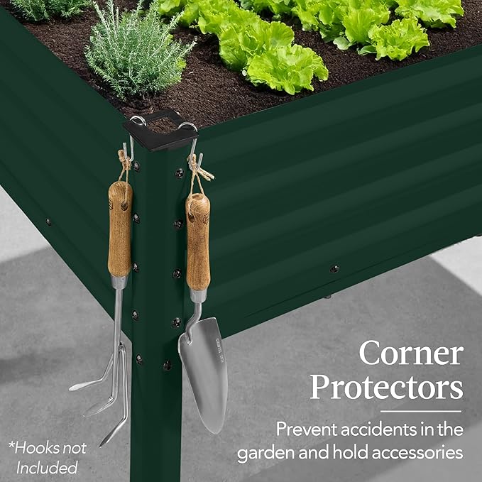 Best Choice Products 48x24x30in Galvanized Raised Garden Bed, Metal Elevated Planter Box, Vegetable Garden for Backyard, Patio, Balcony - Dark Green