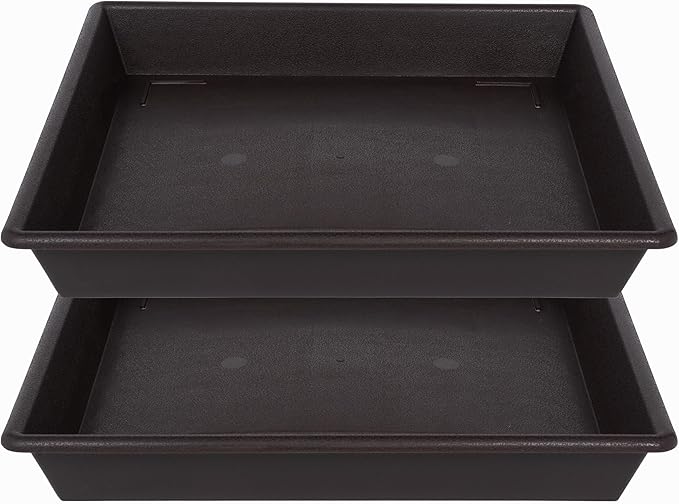 Square Plant Saucer 14 Inch 2 Pack，Plant Stand Plant Trays for Pots Heavy Duty Plastic Plant Saucers for Indoors Outdoors, Flower Pot No Holes Plant Lover Gardening Gifts
