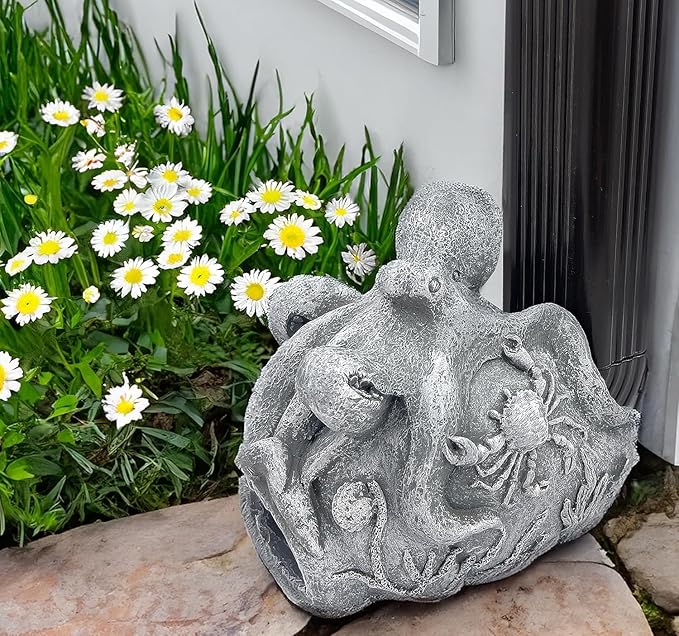 Octopus Sculpture Gutter Diverter Rain - Decorative Gutter Extension Downspout, Splash Block, 3"x4" Downspout Extender, Outdoor Decor Sculpture Ornament, Gutter Downspout Decoration