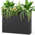 Stoog 38" Metal Tall Rectangular Planter - All-Weather Planter Box for Indoor/Outdoor Use, with Removable Insert Shelf, and Modern Design for Plants, Flowers, Garden, Black