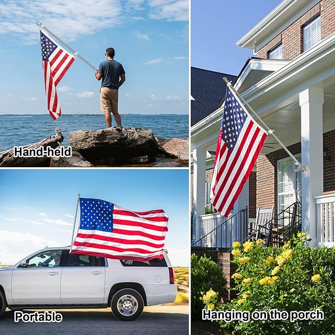 Flag Pole, 6FT Flag Pole for House - Residential or Commercial Metal Flagpole for Garden Yard Porch Truck Boat (No Bracket)
