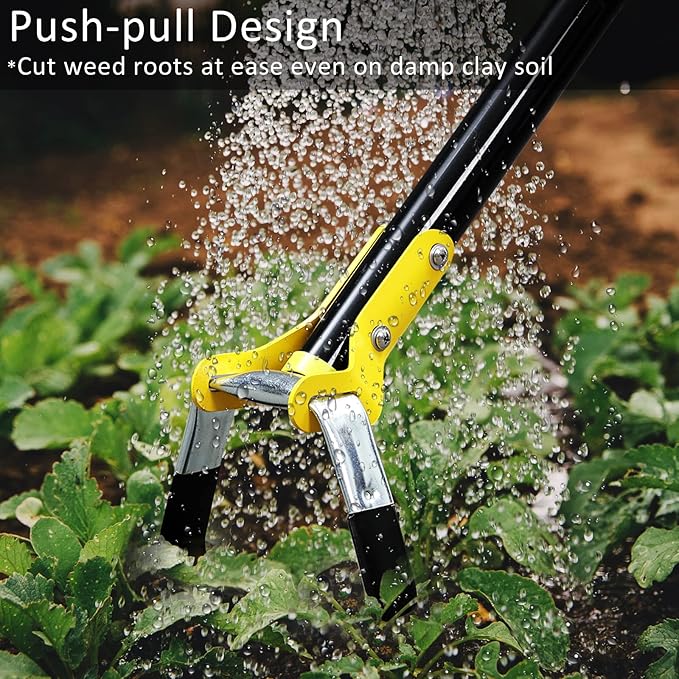 DonSail Hoe Garden Tool - Scuffle Garden Hula Hoes for Weeding Gardening Long Handle Heavy Duty - Adjustable Weeding Loop Stirrup Hoe 30-70 Inch Black