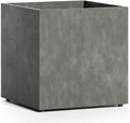 Reglito Cube Planter – Fiberglass Indoor/Outdoor and Weather-Resistant Large Planter (Grey Stone, 35.4" L x 35.4" W x 36" H)