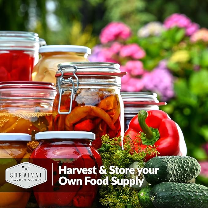 Survival Garden Seeds Home Garden Collection - 30 Pack with 18,500+ Non-GMO Heirloom Vegetable, Fruits, Herb Seed Varieties for Planting - Plant & Grow Survival Food & Emergency Preparedness Gear