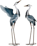 TERESA'S COLLECTIONS Garden Decor Blue Heron Yard Art, 38-42" Large Metal Cranes Sculptures & Statues Decoy for Outdoor Indoor Decorations, Outside Patio, Pool, Lawn, Set of 2, Spring,Gift for Mom