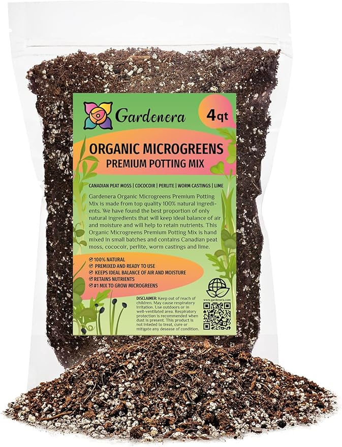 Organic Microgreens Premium Potting Mix - Grow Vibrant Microgreens - 4 Quart