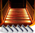 Solar Step Lights 6-pack with Solar Outdoor Stair,Porch,Patio,Yard,Deck & Pathway Adjustable Brightness (Warm White)