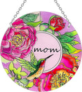Hummingbird Gifts for Mom, Stained Glass Bird Window Hangings, Sun Catcher Ornament Hanging for Windows, Hummingbird Suncatcher for Women, Mother's Day Birthday Christmas (Suction Cup, 6in)