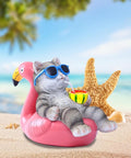 Cat Lying Flamingo Solar Statue: Outdoor Sculptures Clearance for Lawn Porch Patio Balcony Yard - Gifts for Mom Women