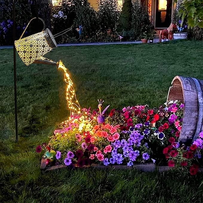 VOOKRY Solar Watering Can Lights, Large Retro Metal Hanging Solar Lights Outdoor Waterproof, Gardening Gifts for Mom Grandma Women Birthday, Garden Decor Yard Light Outside for Porch Landscape Patio