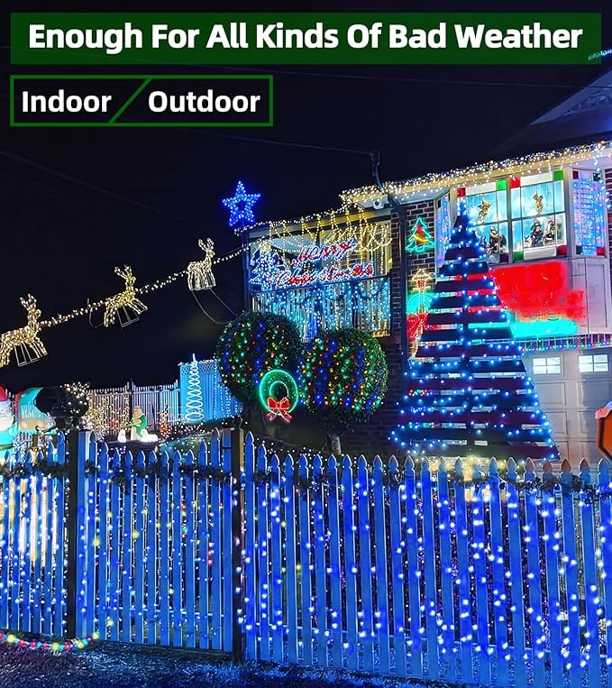 1500 LED Super Long Christmas String Lights, 492FT, Blue, Indoor/Outdoor, LED, Waterproof, Christmas, Holidays