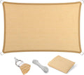 Eden's Decor Straight Flat-Edged Sun Shade Sail Rectangular 12' x 21' Beige UV-Blocking Outdoor Canopy Fabric Cloth Awning for Pergola Patio Garden Backyard Custom Size