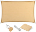 Eden's Decor Straight Flat-Edged Sun Shade Sail Rectangular 13' x 17' Beige UV-Blocking Outdoor Canopy Fabric Cloth Awning for Pergola Patio Garden Backyard Custom Size