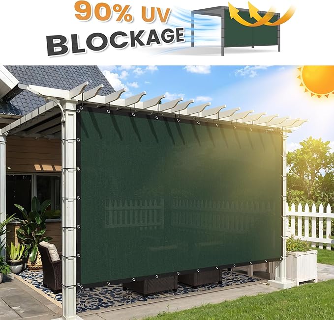 VICLLAX Shade Fabric Sun Shade Cloth with Every 2 FT Grommets for Patio Garden Pergola Cover Canopy 13x13 FT, Dark Green