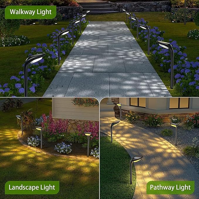 JSOT 6 Pack Solar Lights for Outside Garden Decor, IP65 Waterproof Solar Landscape Outdoor Lighting for Pathway Walkway Driveway Backyard Decoration (Cool/Warm White)