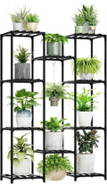 Bamworld Black Plant Stand Indoor Bamboo Hanging Plants Shelf for Multiple Plants Tall Large Holder for Living Room, Patio, Balcony, Garden