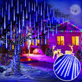 KNONEW Meteor Shower Lights 15 Inch 24 Tubes 672 LED Christmas String Plug-in Outdoor Waterproof Falling Rain for Wedding Party Garden Holiday Tree Decorations (Blue)