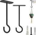 NACETURE Plant Ceiling Hooks Hanging Basket 2 Pack - Hanging Plant Hooks Indoor Wall Hanger for Decorative Home, Kitchen, Wreath Hangers for Fall Porch Decor (5" Black 2 Pack)