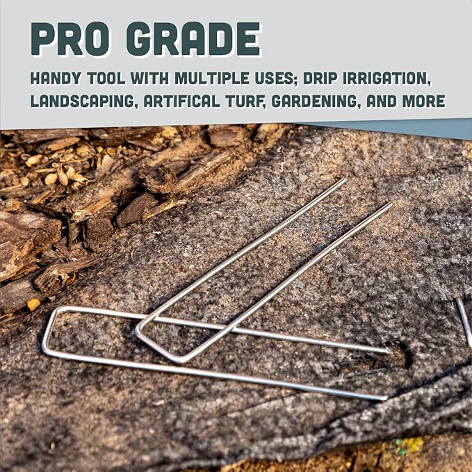 Squirrel Products U Shape Garden Stakes Metal, 6 Inch Landscaping Staples, 11 Gauge Stakes for Landscaping Fabric, 2.9mm 15x2.5x15cm – 100 Pack