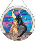 Cat Sun Catcher Stained Glass, 6 * 6inches Suncatcher for Window, Cat and Dog Patterns Sun Catcher Glass,Cat Mom Gifts