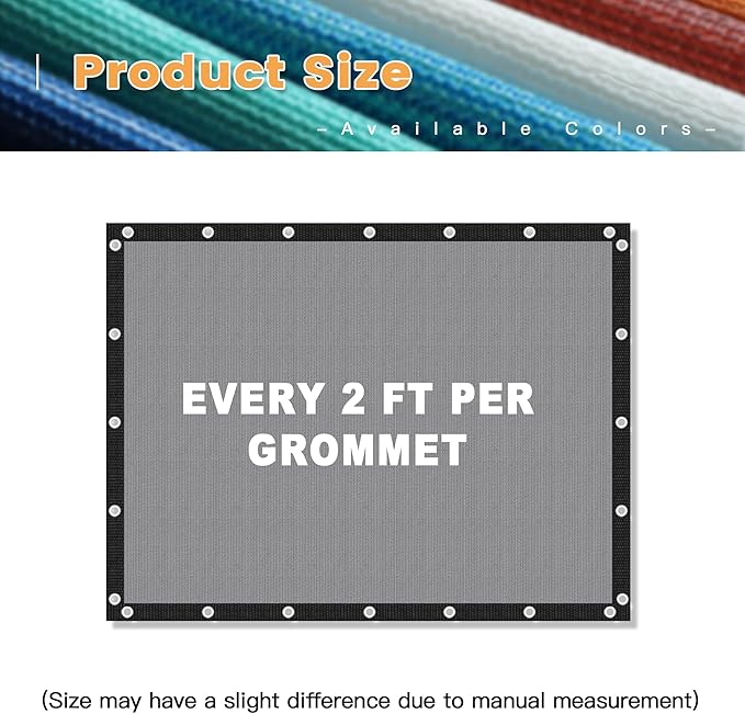 VICLLAX Shade Fabric Sun Shade Cloth with Every 2 FT Grommets for Patio Garden Pergola Cover Canopy 17x22 FT, Light Grey