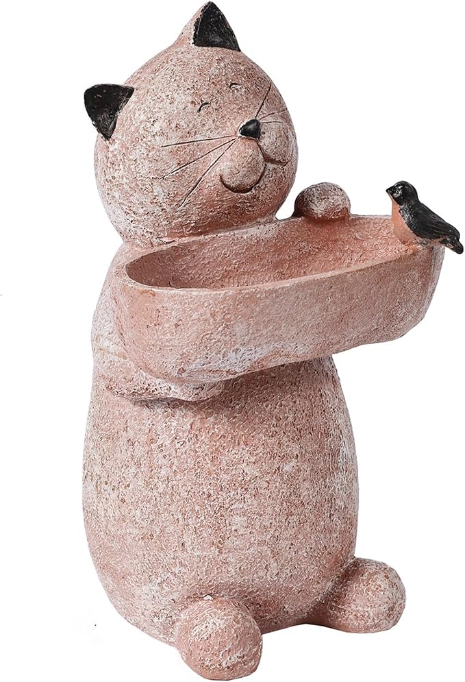 Cat Garden Statue Outdoor Decor Sculptures 12.3 Inch Height Figurine Gardening Lawn Ornament Gifts for Women
