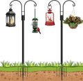 Ottsuls Bird Feeder Pole, 2 Pack 108 INCH Double Shepherds Hooks for Outdoor, Garden Pole with 5 Base Prongs Heavy Duty Planter Hooks for Hanging Plant Baskets, Lantern, Hummingbird Feeder