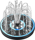 Solar Fountain Glass Panel with 2200 mah Battery, 3.5W Floating Solar Water Fountain with 4 Fixed Rods, Solar Fountain Pump for Bird Bath, Garden, Pond, Pool, Outdoor-White Lights