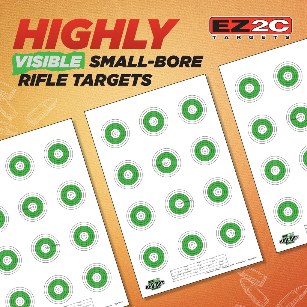 25 EZ2C Targets Style 27/RD10: Small-bore 50ft Paper Shooting Target 11"x17" USA MADE Pad of 25