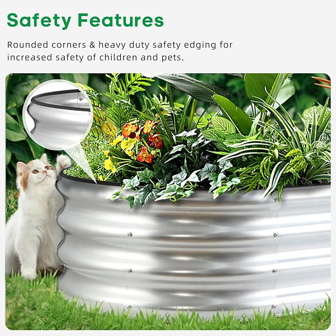 JERIA Raised Garden Bed,Galvanized Raised 4×2×1ft Planter Boxes Outdoor with Easy Assembly, Large Garden Bed for Vegetables, Fruits, Flowers