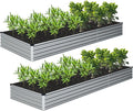 Galvanized Raised Garden Bed,2 Pcs 12×4×1FT Metal Planting Box for Outdoor Vegetable, Herb,Planter Gardening (Silver)