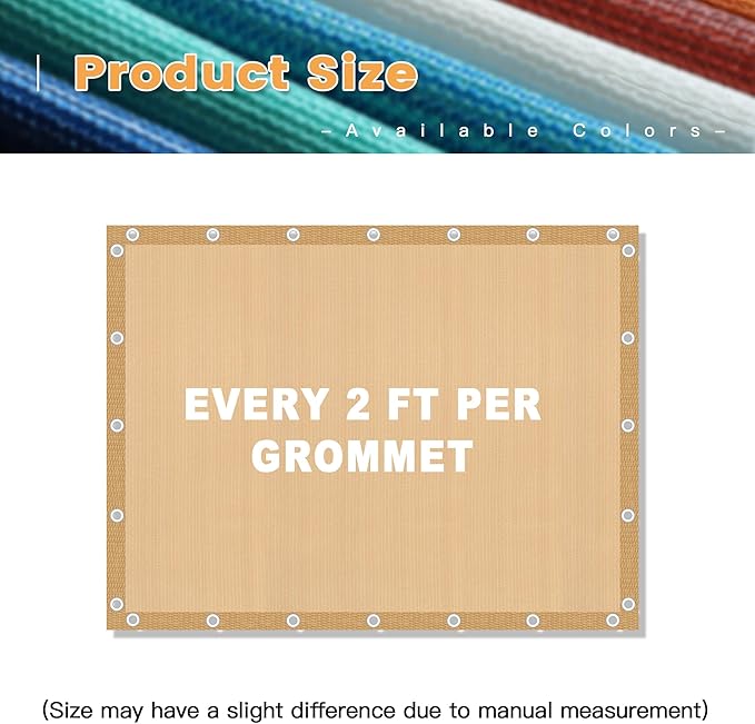 VICLLAX Shade Fabric Sun Shade Cloth with Every 2 FT Grommets for Patio Garden Pergola Cover Canopy 17x21 FT, Wheat