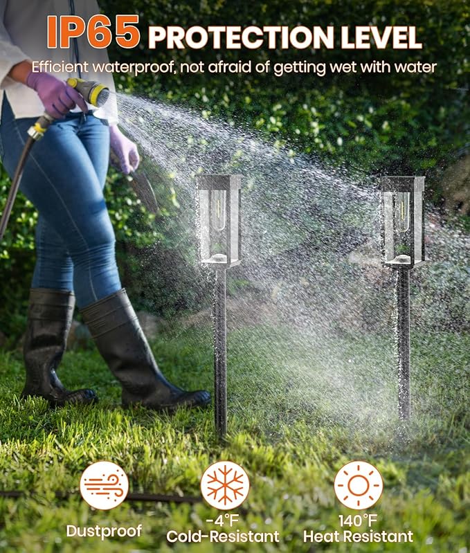 Solar Pathway Lights Outdoor,4 Pack Bright Solar Lights Outdoor,IP65 Waterproof Solar Garden Lights Solar Powered Landscape Lighting for Yard Patio Walkway Driveway Pathway (Warm White)