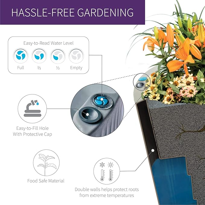 Crescent Garden Dot TruDrop Indoor/Outdoor Planter, Self-Watering Plant Pot, 16 Inches, (Old Bronze)