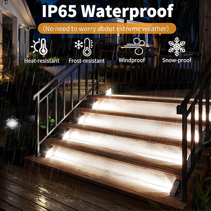KINKAI Solar Stair Lights - 10 Pack Step Light Outdoor Deck Light Solar Lights Outdoor Waterproof Decor for Steps Front Door Porch Yard Patio (White Light)