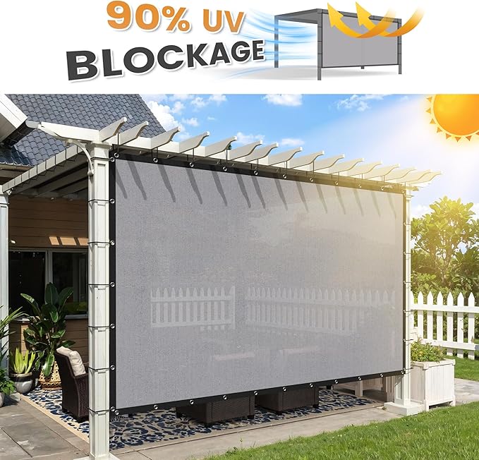 VICLLAX Shade Fabric Sun Shade Cloth with Every 2 FT Grommets for Patio Garden Pergola Cover Canopy 3x9 FT, Light Grey