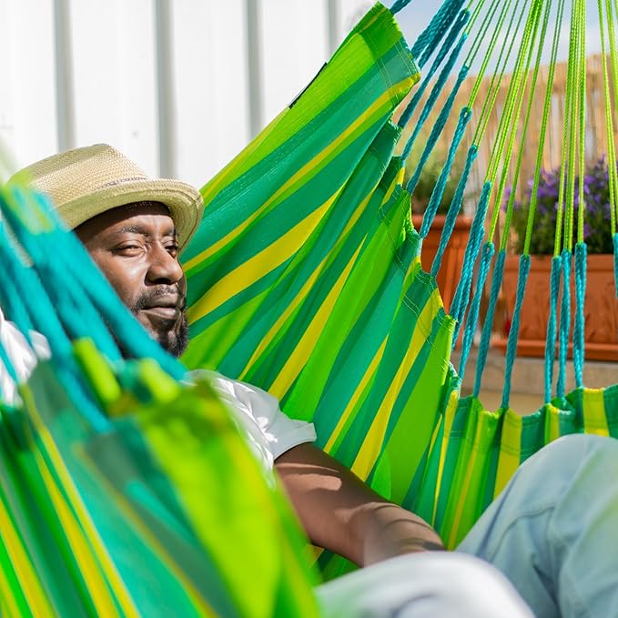 LA SIESTA® - Large Comfort Domingo Hammock Swing Chair & CasaMount - Weather & Tear Resistant Hanging Chair - Outdoor Indoor Hammock Chair w/Suspension Kit for Walls Ceilings Square Beams - Lime