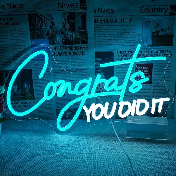 WLHOPE Congrats Grad Neon Sign for 2025 Graduation Decorations LED Neon Light Decor for Graduation Party Gift, Adjustable Congrats Led Sign for Class Room Dorm Backdrop