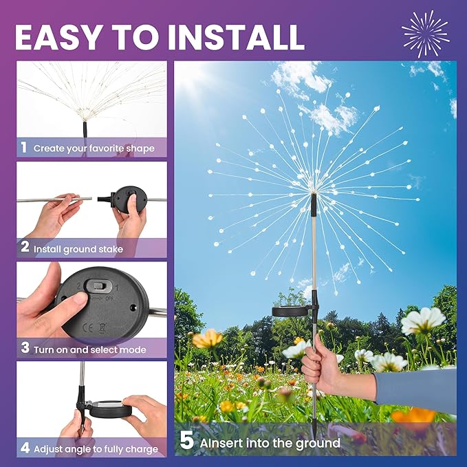 Garden Decor Solar Lights Outdoor,2Pack 120LED Waterproof Cold White Solar Garden Lights Your Outdoor Decoration,Yard, Patio, Porch,Flower Pot,Pathway,Christmas