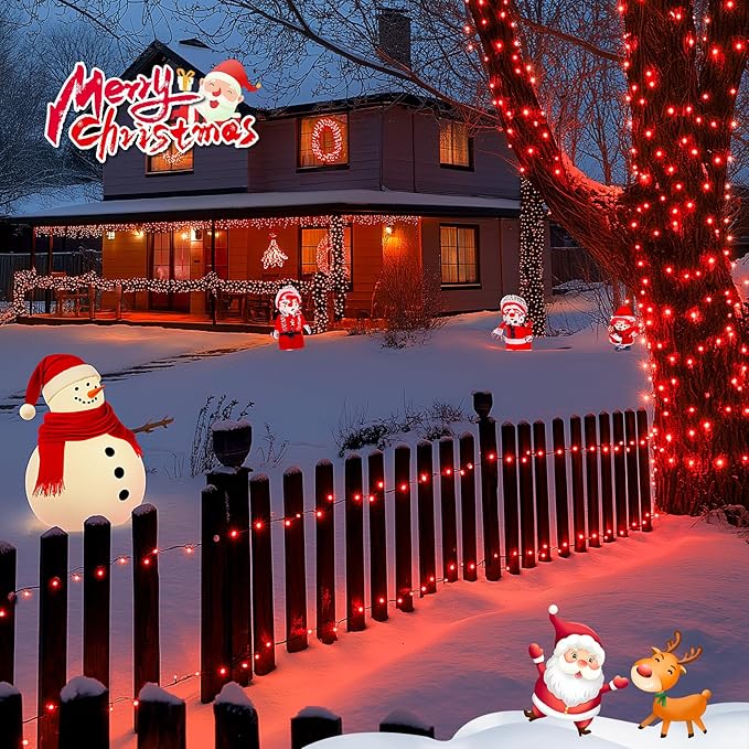 JMEXSUSS 2 Pack Red Solar String Lights, Total 400 LED 151FT Red Solar Lights Outdoor Waterproof, 8 Modes Christmas String Lights for Outside Yard Patio Garden Tree Decorations