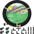 MAMIZO Soaker Hose Kit 100 ft 1/2", Solid Brass Connectors Rubber Longer Lasting, Heavy Duty Drip Hose to Save 70% Water, Soaker Hose for Garden, Lawn and Yard