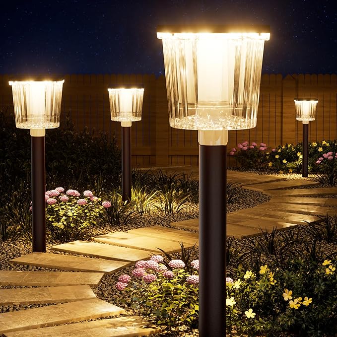 Super Bright Solar Pathway Lights Outdoor Powered,Adjustable Warm&Cool White,Waterproof IP65 Garden Decor Landscape Lighting Outside for Yard/Patio/Walkway/Driveway/Landscape (Cocoa Brown, 5 Pack)